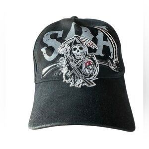Sons Of Anarchy Black Baseball Cap One Size Fits Most Black Embroidered